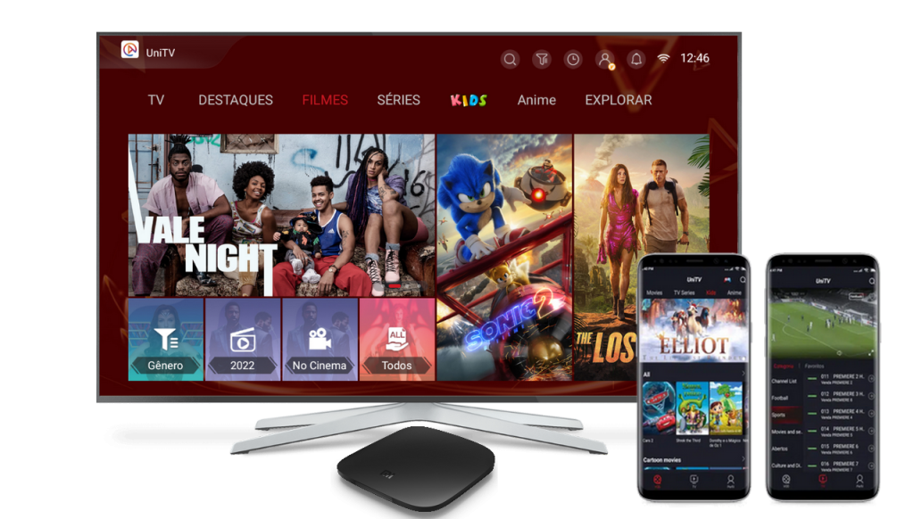 UniTV PRO em TV, TV Box e celulares